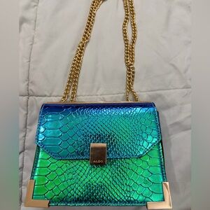 Aldo Shimmering Blue and Green Crossbody Bag